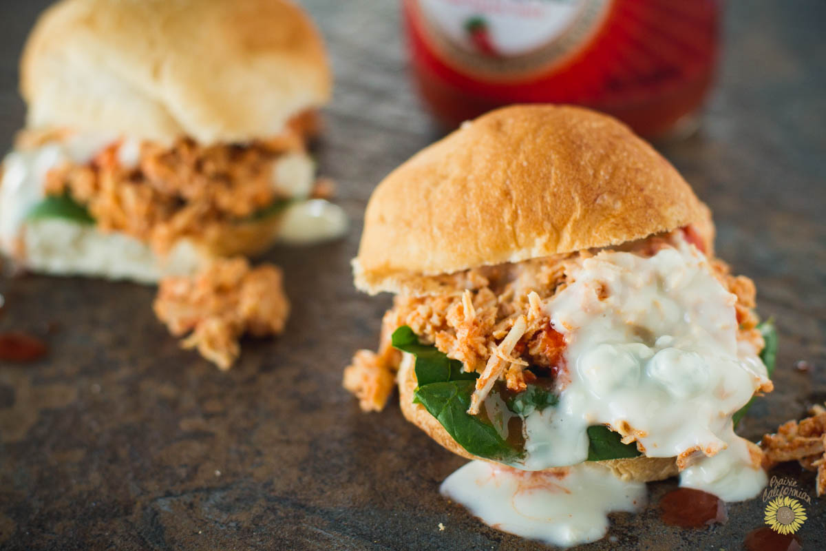 Buffalo Chicken Sliders with Blue Cheese Dip