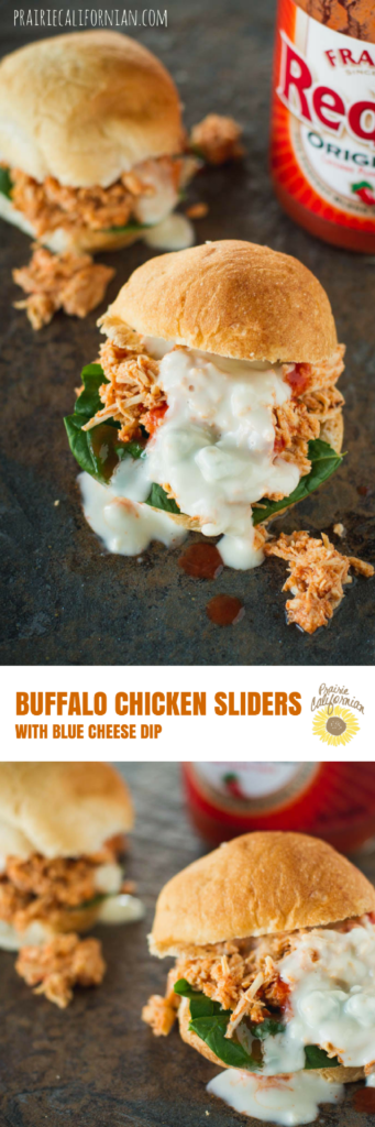 Buffalo Chicken Sliders with Blue Cheese Dip - Prairie Californian