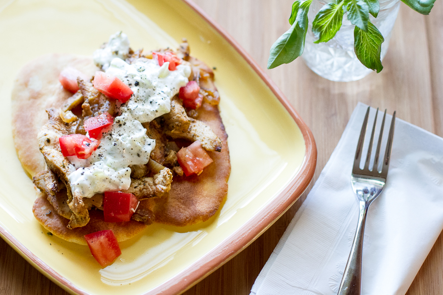 Greek Chicken & Beef Gyros with Tzatziki Sauce