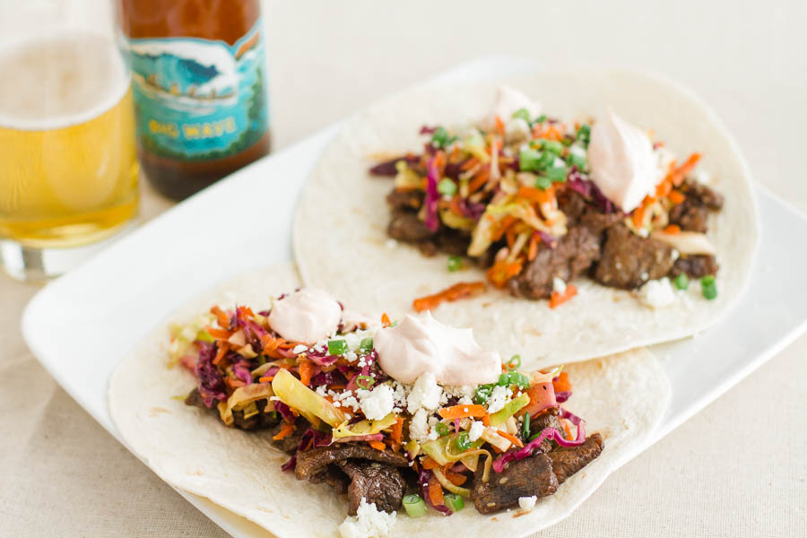 Spicy Korean Tacos with Sesame Slaw