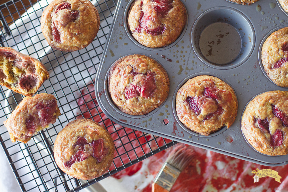 Whole Wheat Roasted Strawberry Muffins featuring T.E. O’Toole Farms